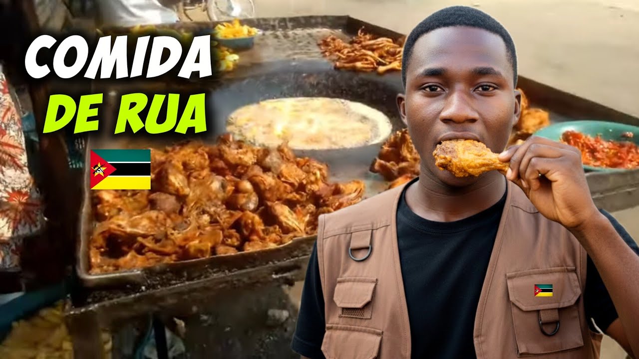 Provando diferentes COMIDAS na rua em África/Moçambique 🇲🇿