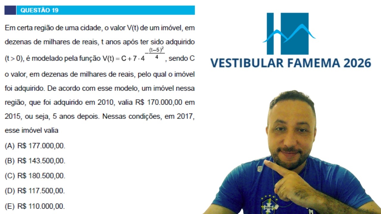 MEDICINA FAMEMA 2026 - QUESTÃO 19 - Em certa região de uma cidade