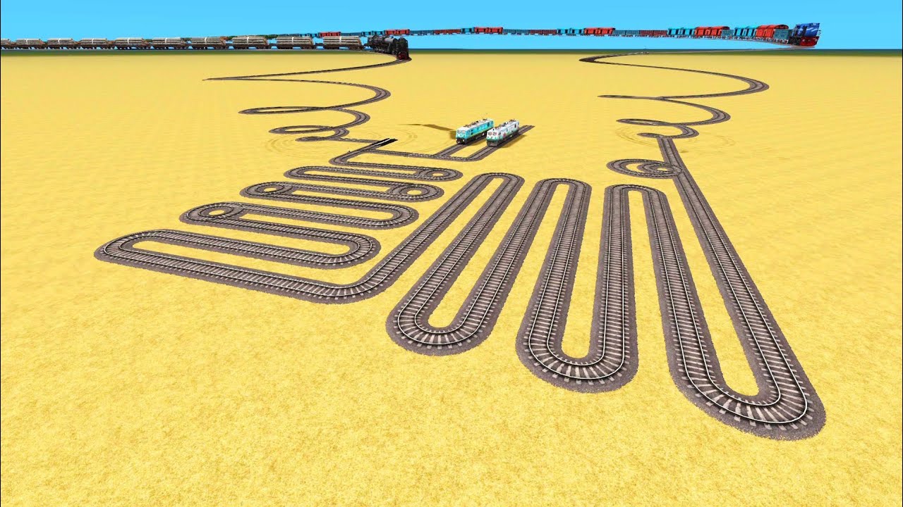 FOUR TRAINS CROSSING SNAKE 🐍 CIRCLE TRACKS UTURN CURVED 😱 train Simulator classic 