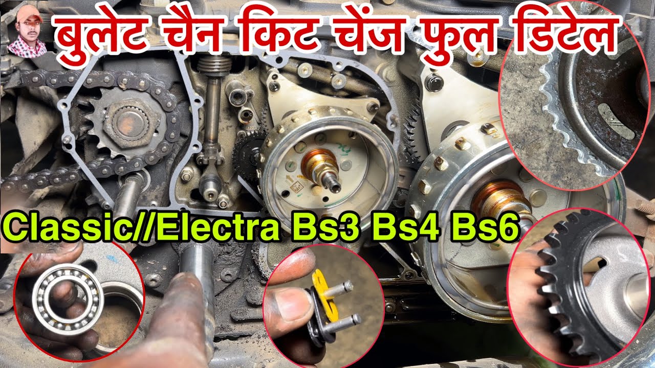 Royal Enfield Classic Electra chain set change full detail, Bullet Chen kit change,? chain set price