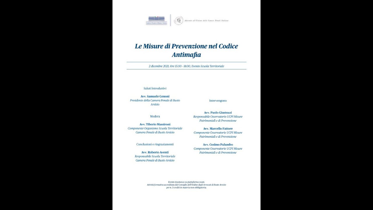 Le Misure di  Prevenzione nel Codice Antimafia