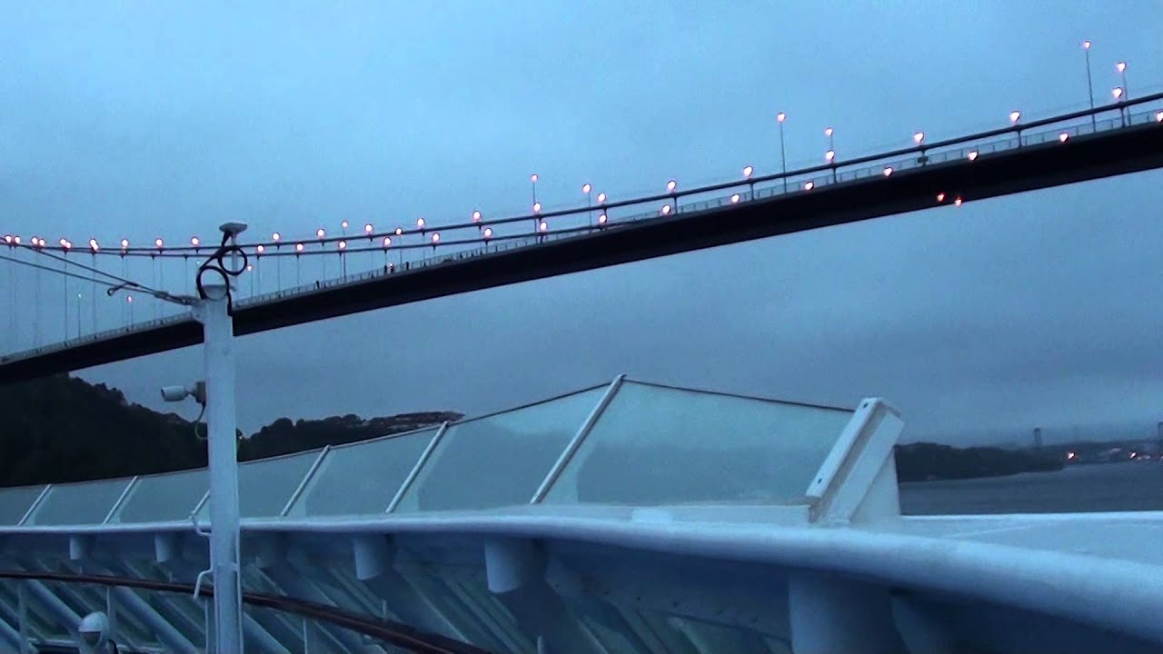 Sailing under the Sotra Bridge Bergen Norway NCL Sun