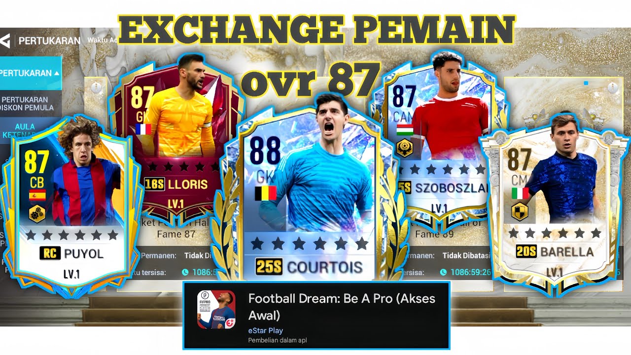 AKU TOP UP DAN EXCHANGE PEMAIN OVR 87- FOOTBALL DREAM BE A PRO