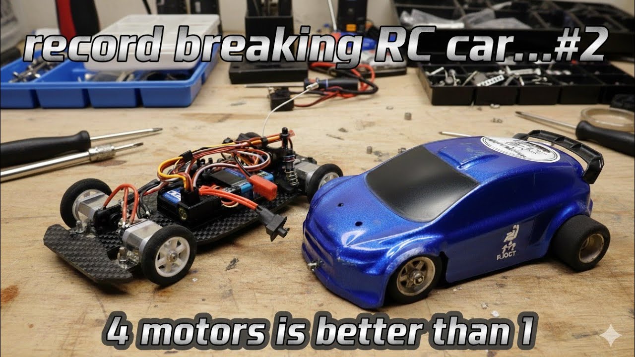 DIY 4 motor RC car. RECORD Breaking attempt. 130 BRUSHED. 3s. remote control car. 