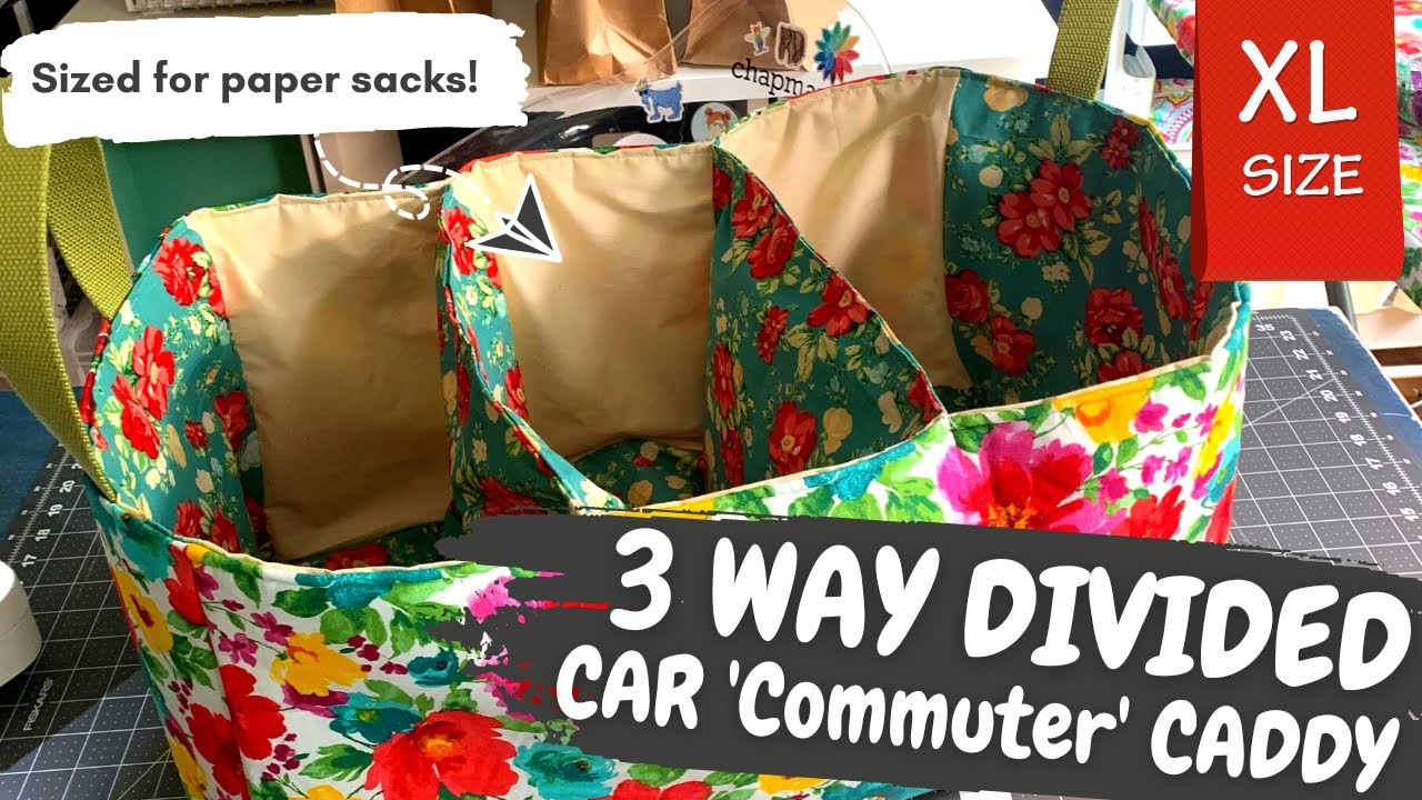 Sewspire Car Commuter Caddy - Car Clutter UNDER CONTROL - Holds 3 Paper Grocery Bags PERFECTLY 🙌