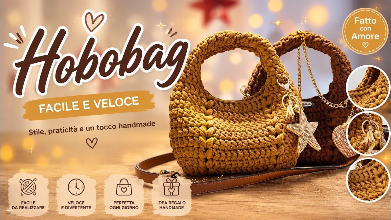 CREA UNA HOBOBAG A UNCINETTO FACILE /VELOCE/E SUPER CHIC