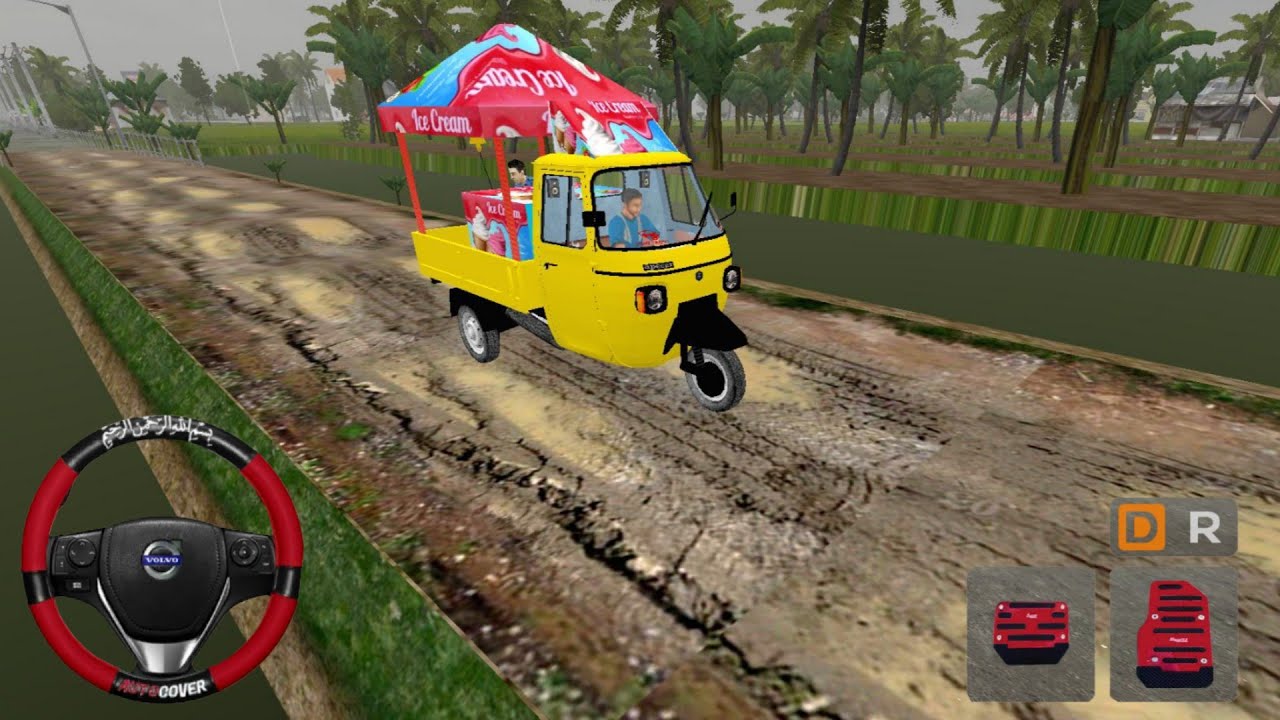 💥 OFFROAD DRIVE - Piaggio Ape icecream Auto Rickshaw - Ice Cream Delivery Boy For Bussid - Gameplay 