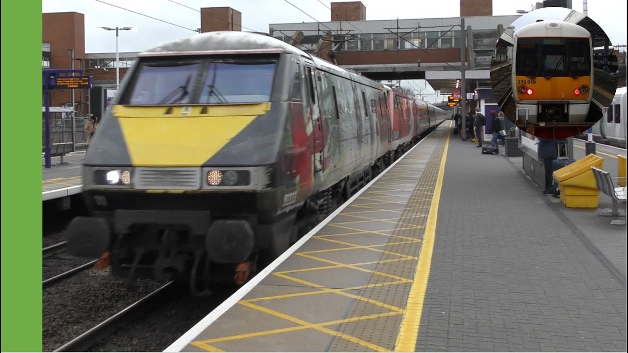 Double head Class 91s speed through Stevenage