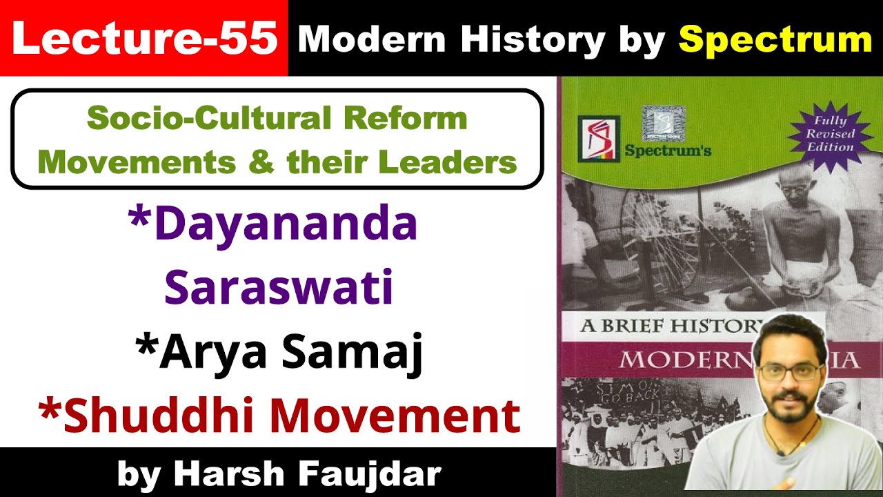 H55- Dayananda Saraswati, Arya Samaj, Satyarth Prakash & Samaj ideas | Spectrum Modern History UPSC
