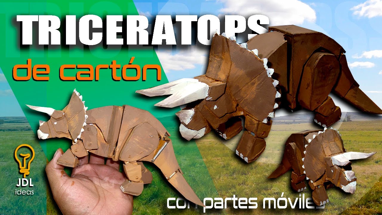 Como hacer un TRICERATOPS de cartón con partes MÓVILES | DINOSAURIOS | #dinosaurios  #JDLideas