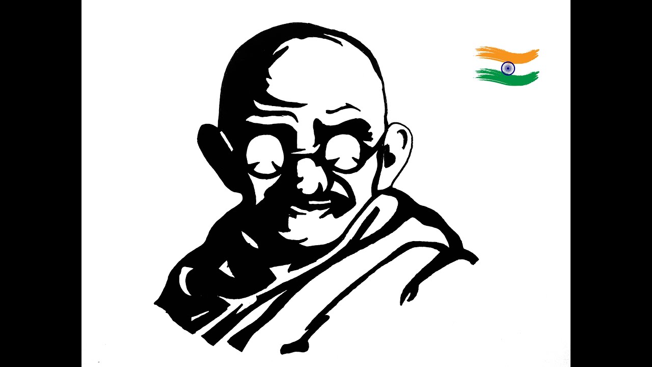 Mahatma Gandhi Drawing using Black Sketch || Gandhiji Silhouette || StencilArt || Wall Painting Idea