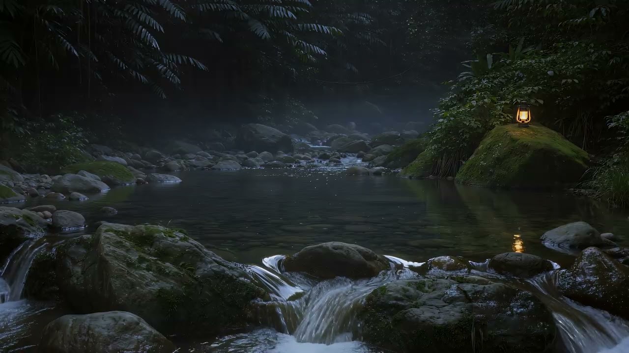 Peaceful Forest River Sounds for Night Sleep | Dark Screen | Sleep & Meditation | 3 Hours