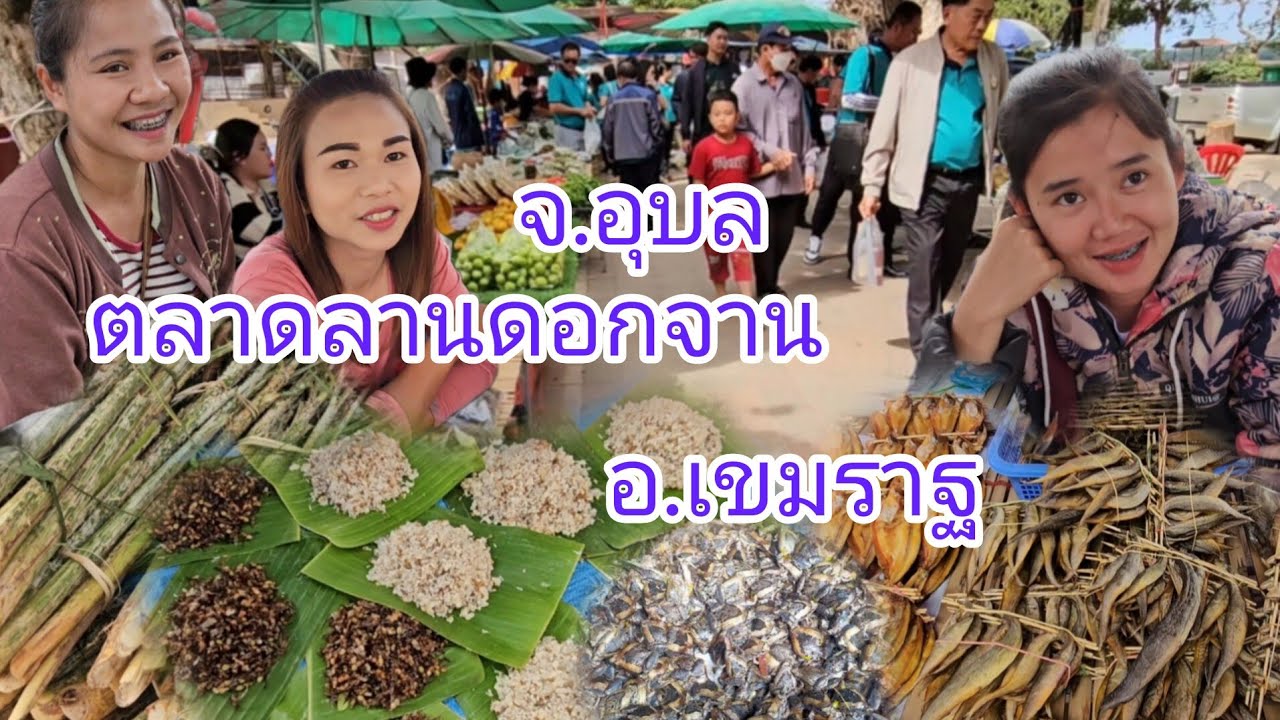 #ตลาดนัดไทยลาว ลานดอกจาน #อำเภอเขมราฐ#จังหวัดอุบลราชธานี #อาหารอีสาน #อาหารพื้นบ้าน ตามฤดูกาล