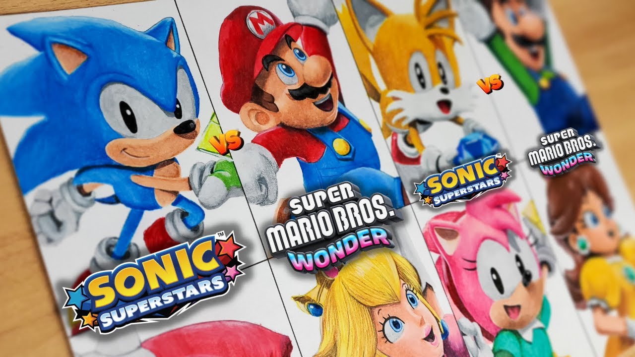 Drawing SONIC Superstars Vs. Super MARIO Bros. Wonder