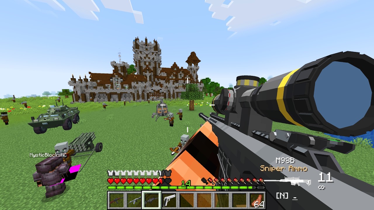 Pillager Commander Leads an Underground Stronghold Raid with Modern Guns 😱 | Minecraft Warfare
