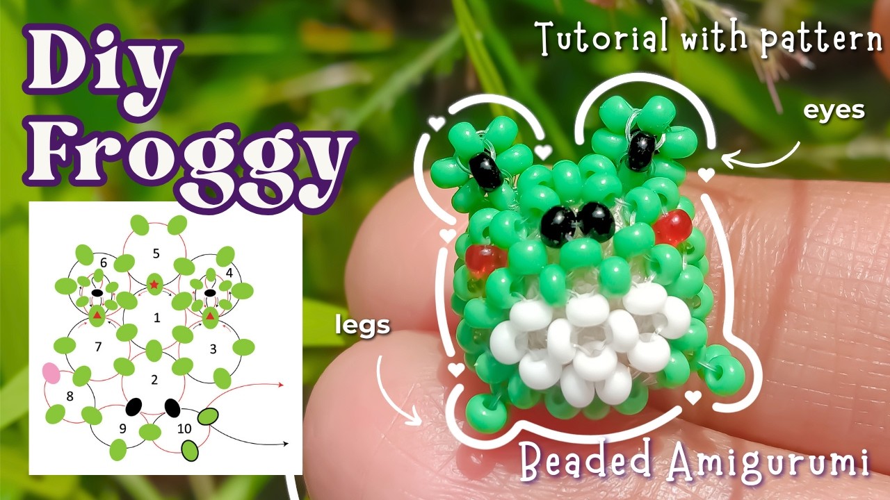 Froggy Amigurumi Tutorial 🐸 | Seed Bead DIY | Cute 3D Beaded Charm