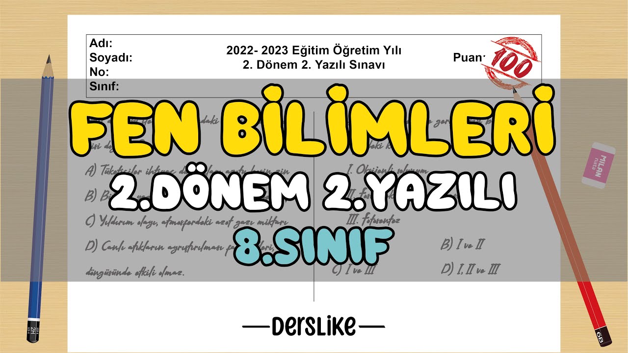 8. Sınıf Fen Bilimleri 2.Dönem 2.Yazılı Soruları #2023