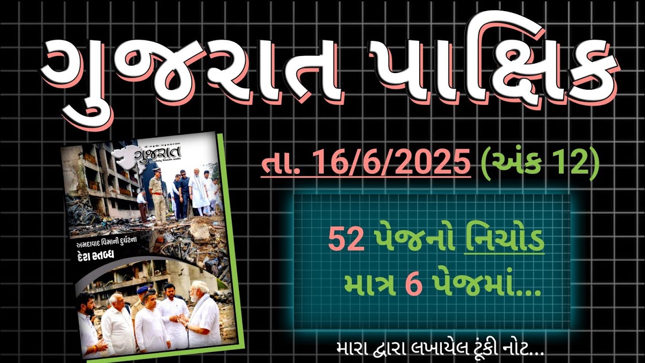 Gujarat Pakshik 2025 | હસ્તલિખિત નોટ | Gujarat Special Current Affairs - 2025 | June 2025