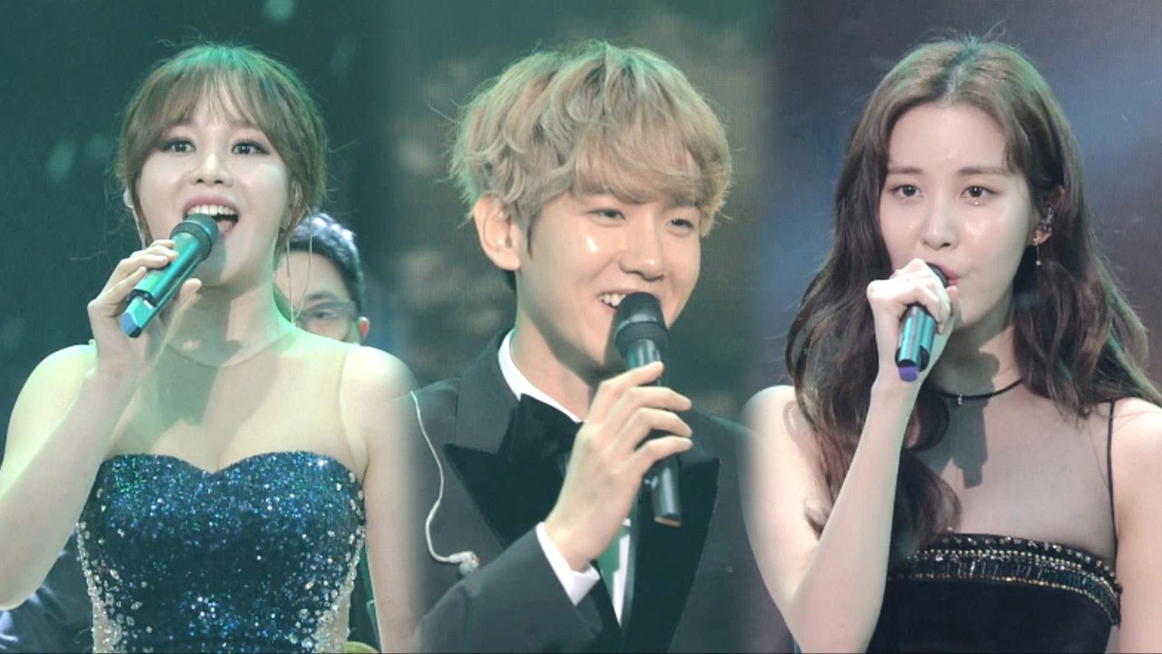 EXO Baekhyun & SNSD Seohyun, 백현·서현·한아름 ‘Hey Jude’ @2016 SAF 연기대상 1부 20161231