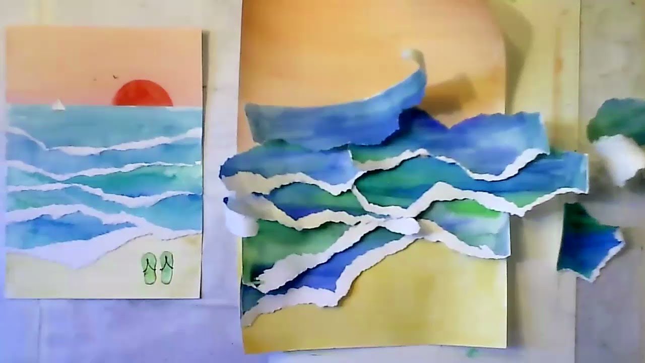 Sunset collage painting [lesson recording] painting for children