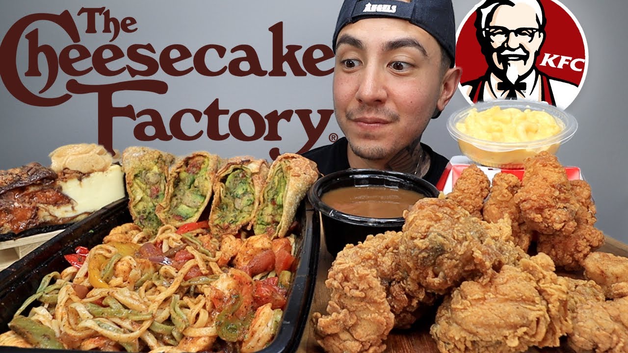 MUKBANG EATING JAMBALAYA PASTA, KFC EXTRA CRISPY FRIED CHICKEN, MAC N CHEESE, CHICKEN WINGS, GRAVY