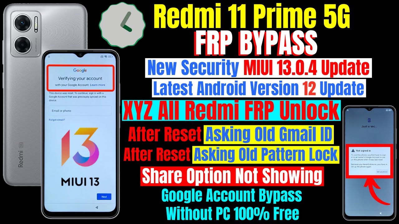 Redmi 11 Prime 5g Frp Bypass Without PC New Security MIUI 13.0.4 Update || Share Option Not Showing