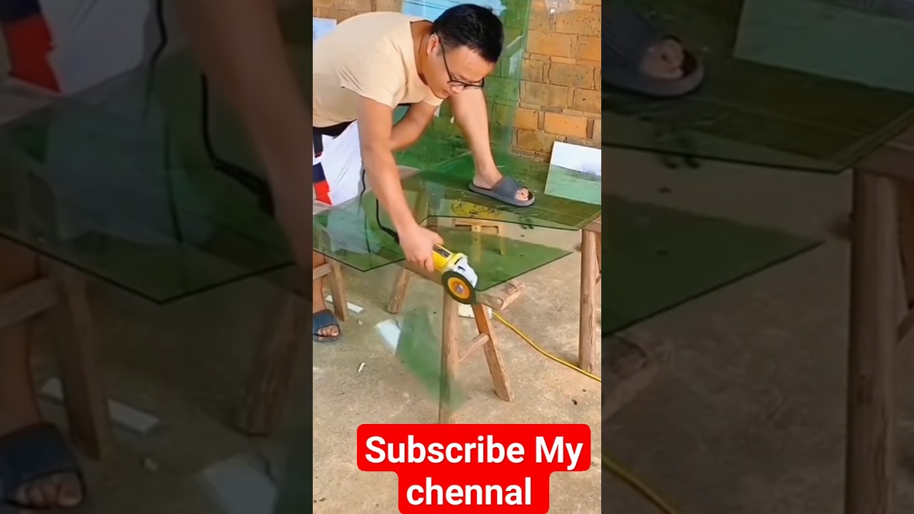 Glass Cutting with grinder blade 😱#aluminium#trending#tips#aluminum#glasscutter#cutting#shorts