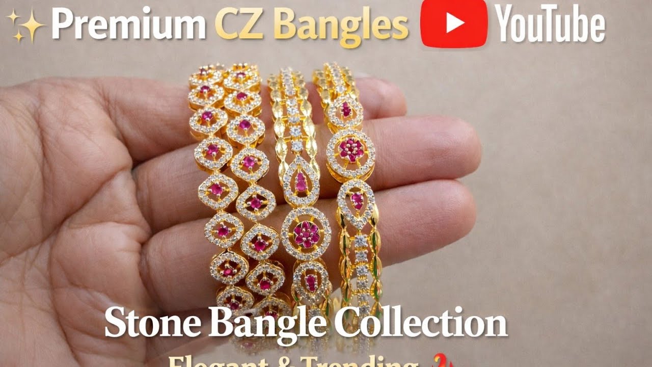 Rudra Collections is live! cz stone bangles collection for more details WhatsApp 9553251138