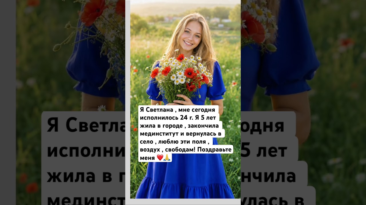 Я Светлана, сегодня мне исполнилось 24 года. Жила 5 лет в городе, вернулась в село