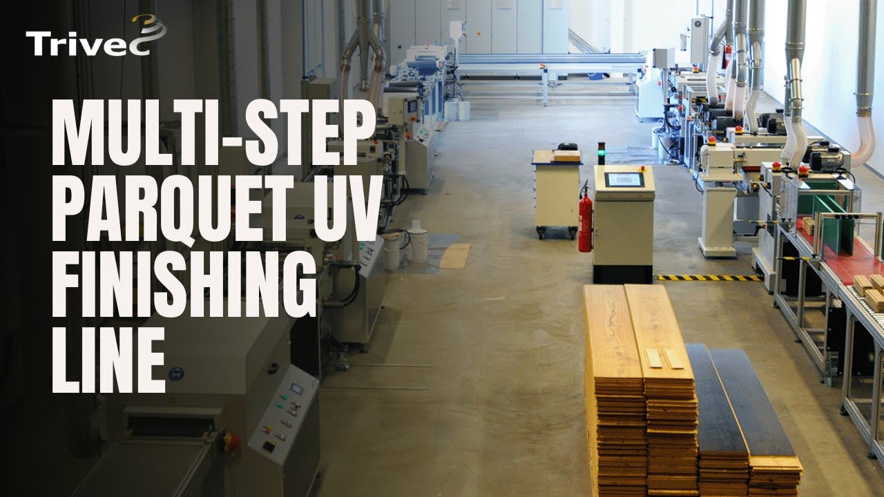 UV multi-step parquet flooring finishing line
