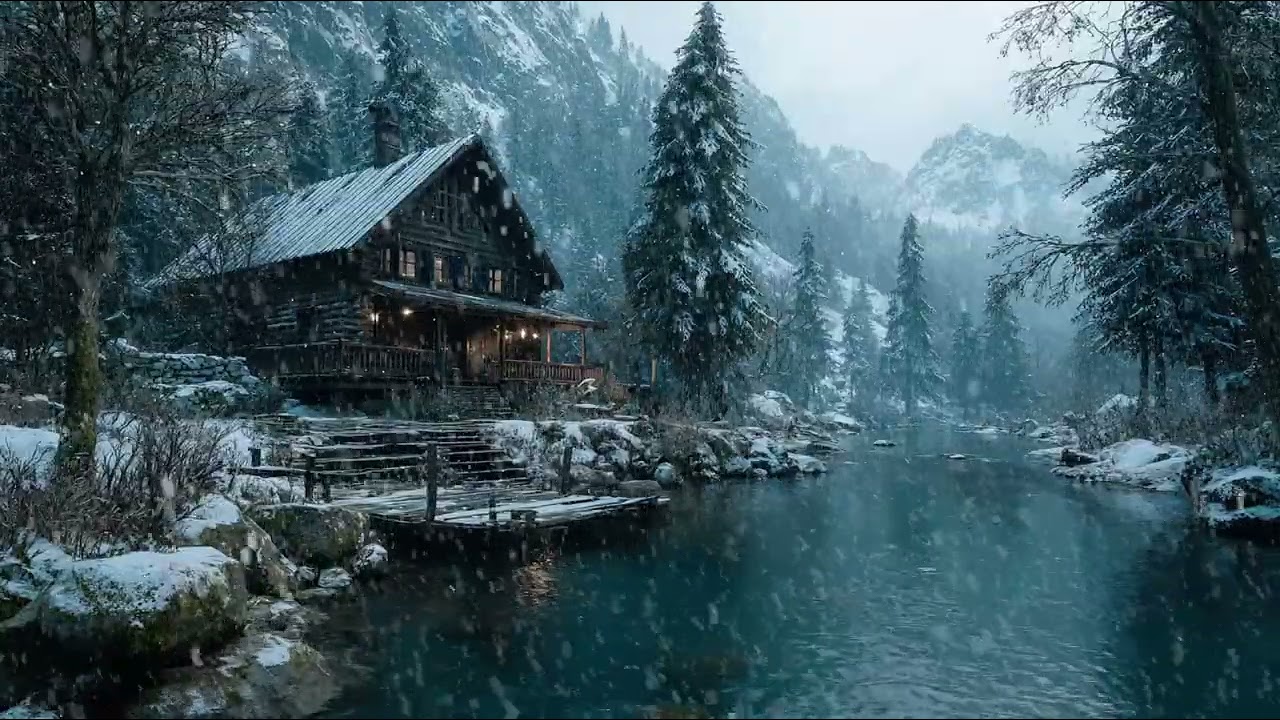 Snow Drifting Slowly Across a Dark Silent Landscape | Cold Wind Sounds for Long Deep Relaxing Sleep