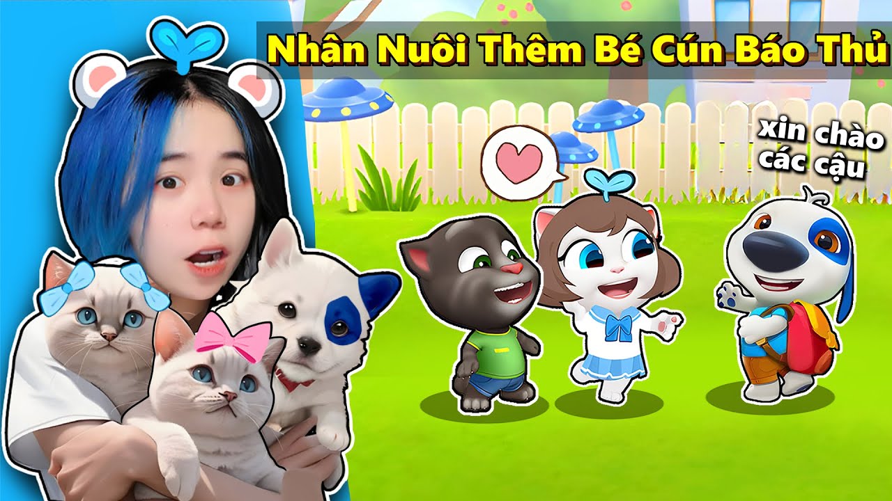 Mèo Simmy Nhận Nuôi Bé Cún Báo Thủ Cùng Với Hai Bé Mèo Siêu Quậy Trong My Talking Tom Friends
