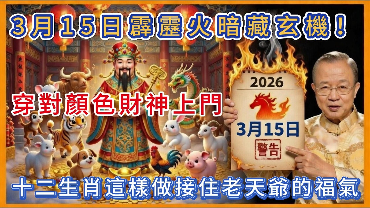 3月15日戊子日必看！“霹靂火”暗藏玄機，12生肖穿衣避險全攻略 #每日易點通 #曾仕強 #五行穿衣 #生肖運勢 #易經 #黃曆解讀 #生肖沖煞 #彭祖百忌 #趨吉避凶 #2026運勢 #十二生肖運勢
