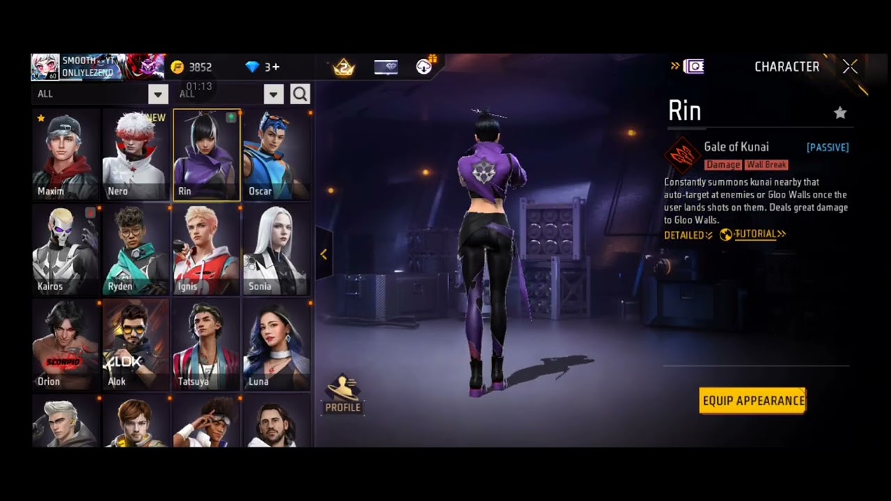 Free fire best secret character name 