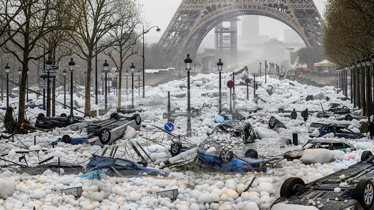 &ldquo;Paris FREEZES in June! Rare Hailstorm Turns City to Ice &ndash; Chaos in France 🇫🇷&rdquo;