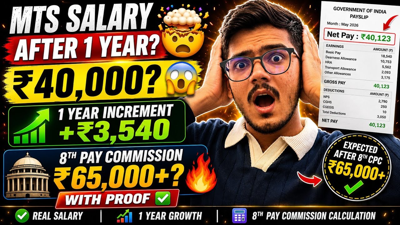 SSC MTS Salary 2026 💰 | 1 Year Increment + DA Hike + 8th Pay Commission Salary 65000+🔥
