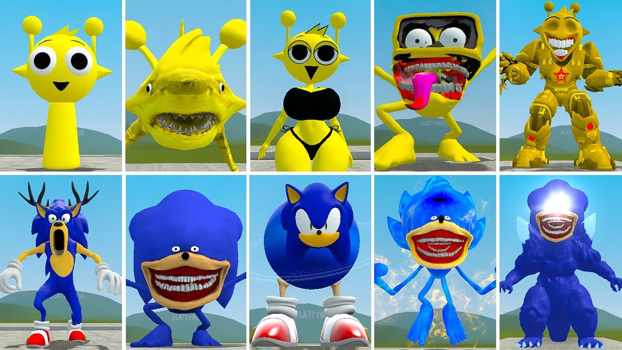 ALL NEW SPRUNKI SIMON FAMILY VS ALL SONIC GODZILLA FAMILY ? in Garrysmod!,...