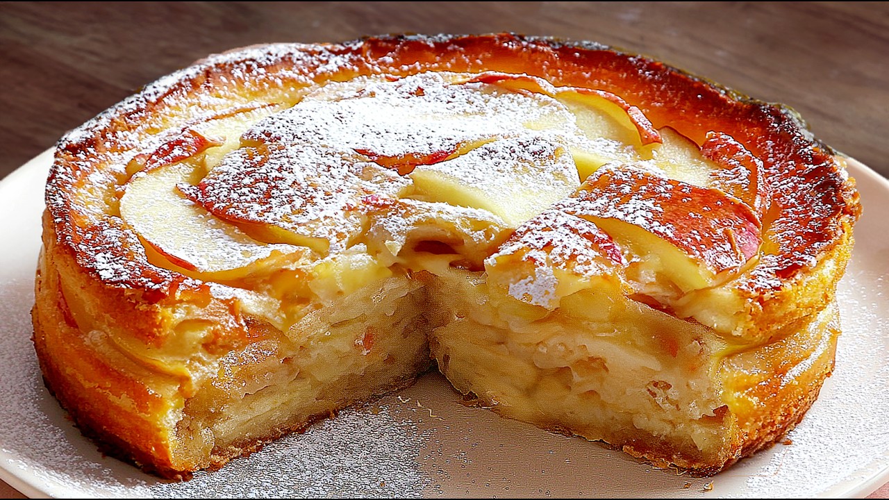 Mehr Äpfel als Teig! Super cremiger Apfelkuchen! Kuchen in 15 Minuten!
