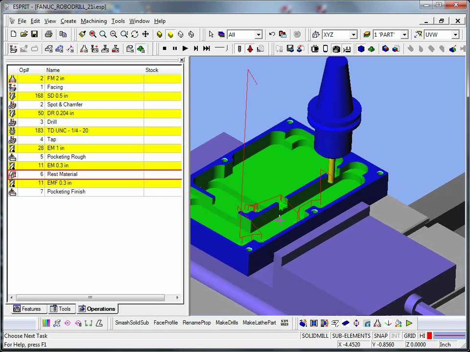ESPRIT CAM - Automatic CNC Mill programming from solid Model