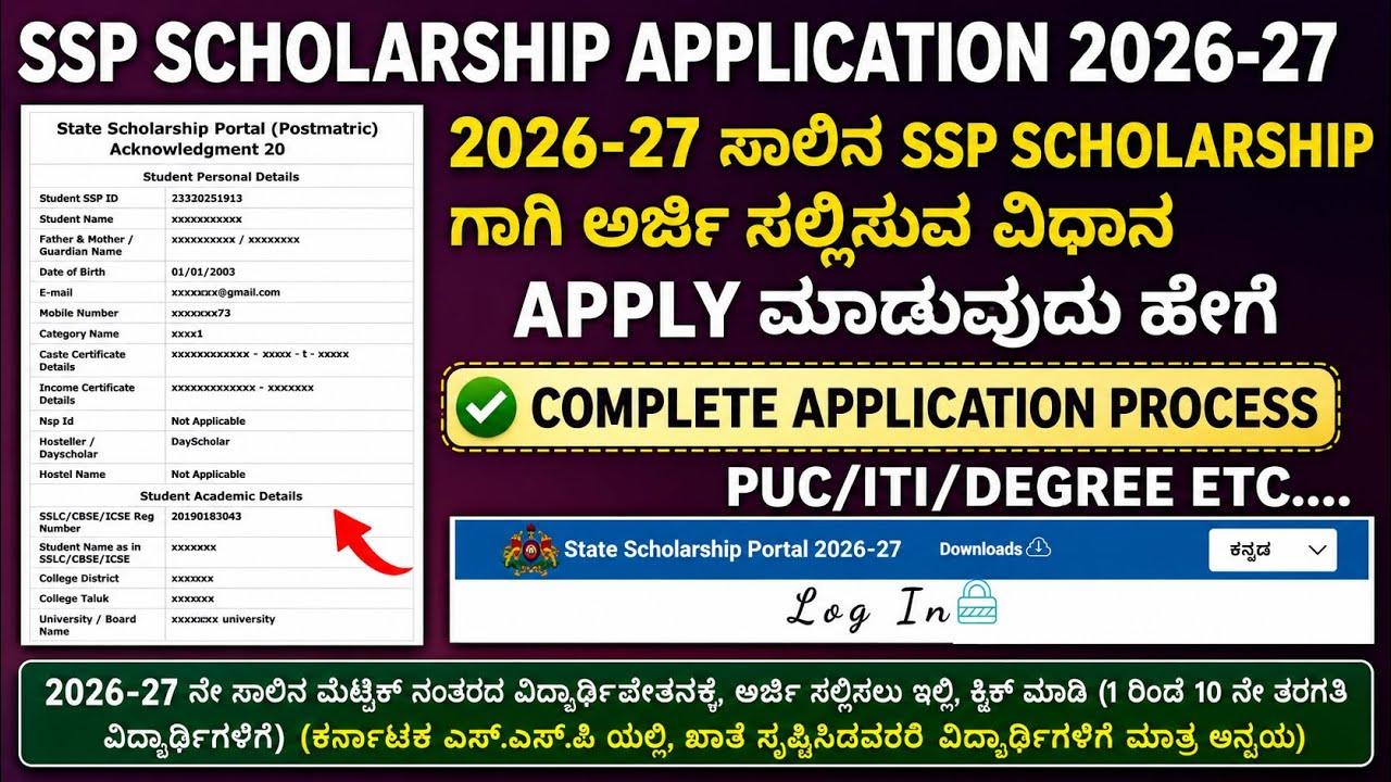 SSP Scholarship 2026-27 Apply Online: Complete Application Process in Kannada
