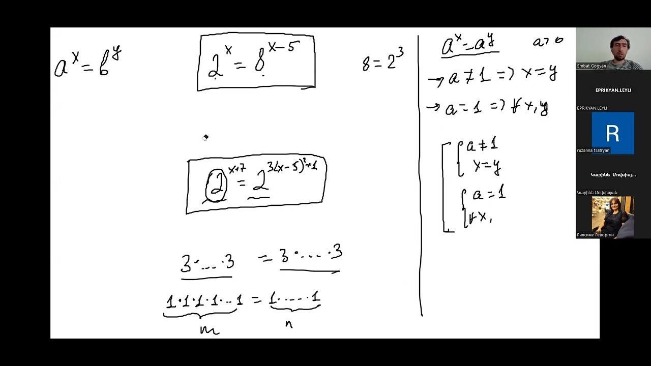 Ուսուցչական քննարկումներ 6 - a^x=b^y տիպի պարզագույն հավասարումների լուծումը