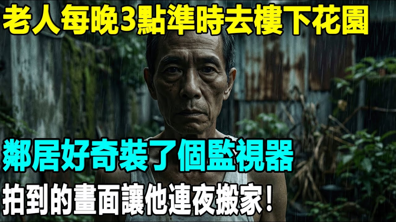 對門獨居老人每晚3點準時去樓下花園，鄰居好奇裝了個監視器，拍到的畫面讓他連夜搬家！