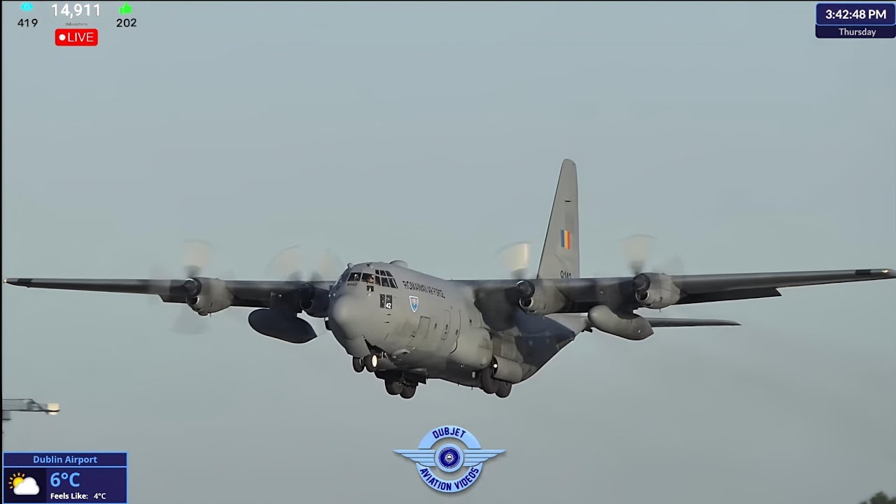 C130 Hercules Departure - Dublin Airport LIVE Plane Spotting Ireland ✈️ 30/01/2025
