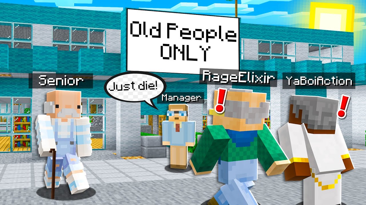 We Went UNDERCOVER to an OLD People ONLY Home.. (Minecraft)