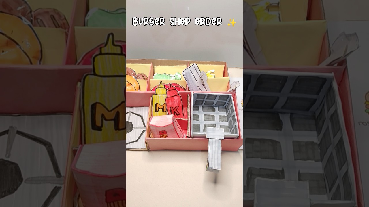 ASMR Cardboard burger stand order 🍔 #asmr #cardboard #burger