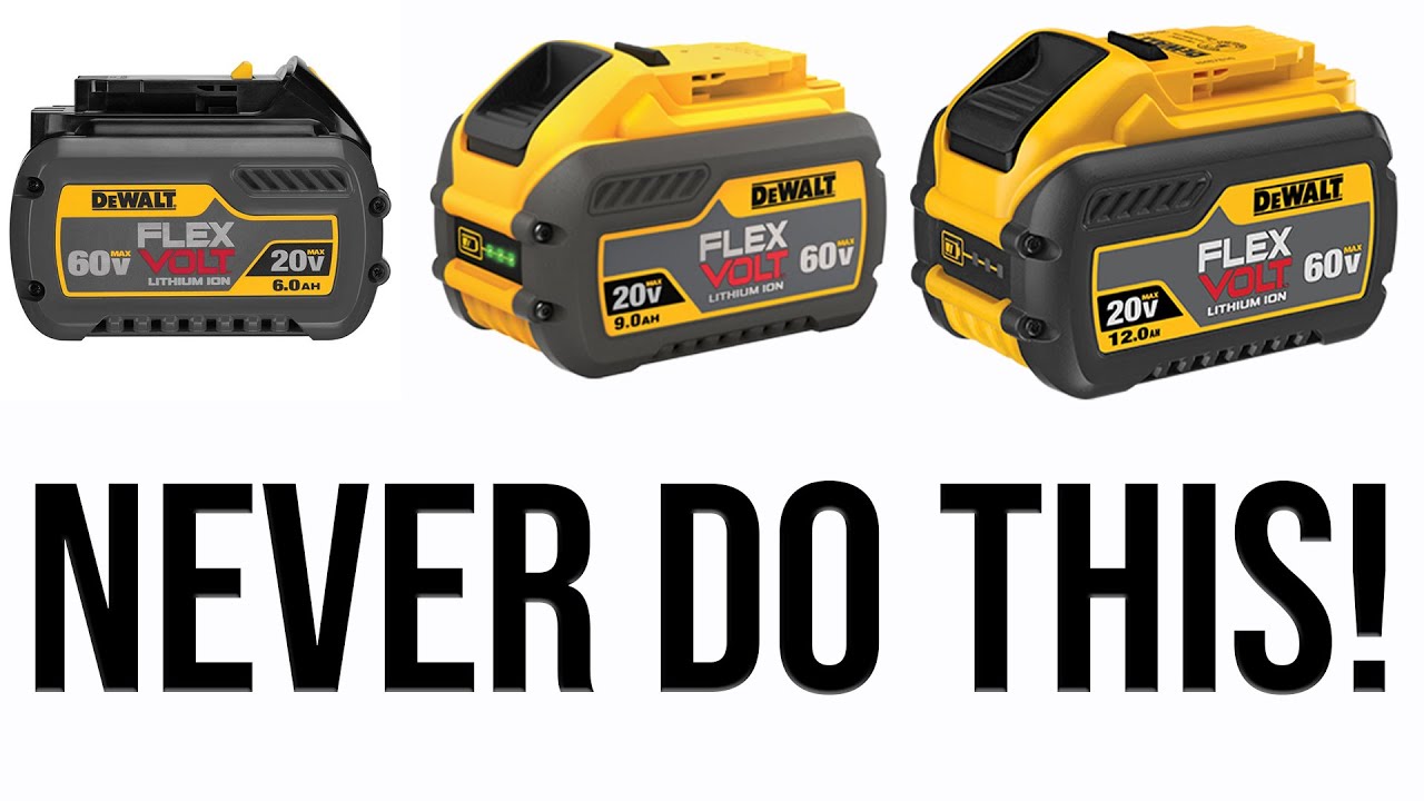 НИКОГДА НЕ ИСПОЛЬЗУЙТЕ АККУМУЛЯТОРЫ DEWALT FLEXVOLT НА ИНСТРУМЕНТАХ НАПРЯЖЕНИЕМ 20 В МАКСИМУМ!