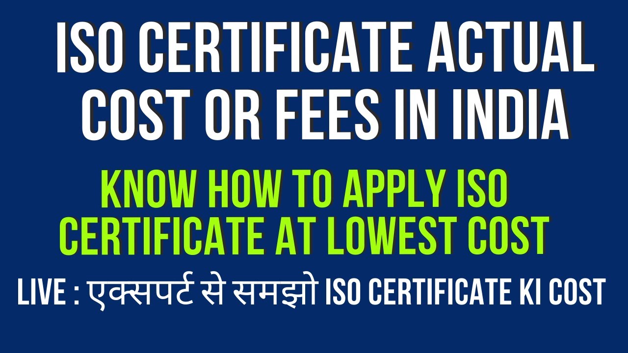 ISO Certification Cost in India | ISO Registration Fees | ISO Certificate Price for Small Business