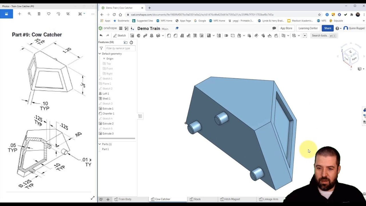 OnShape: Mini Train Project - Cow Catcher