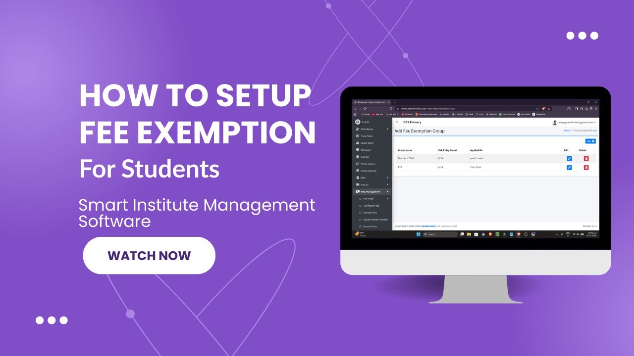 How to Set Up Fee Exemption for Students in Smart Institute Management Software.