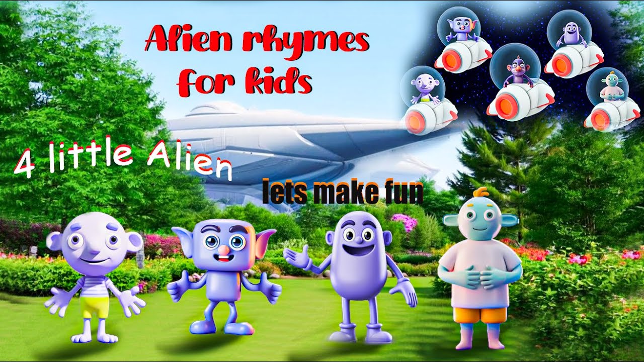 👾 Alien Adventure: Four Friends Playing on Earth| rhymes and dance for kids| Cartoon For Kids 👽